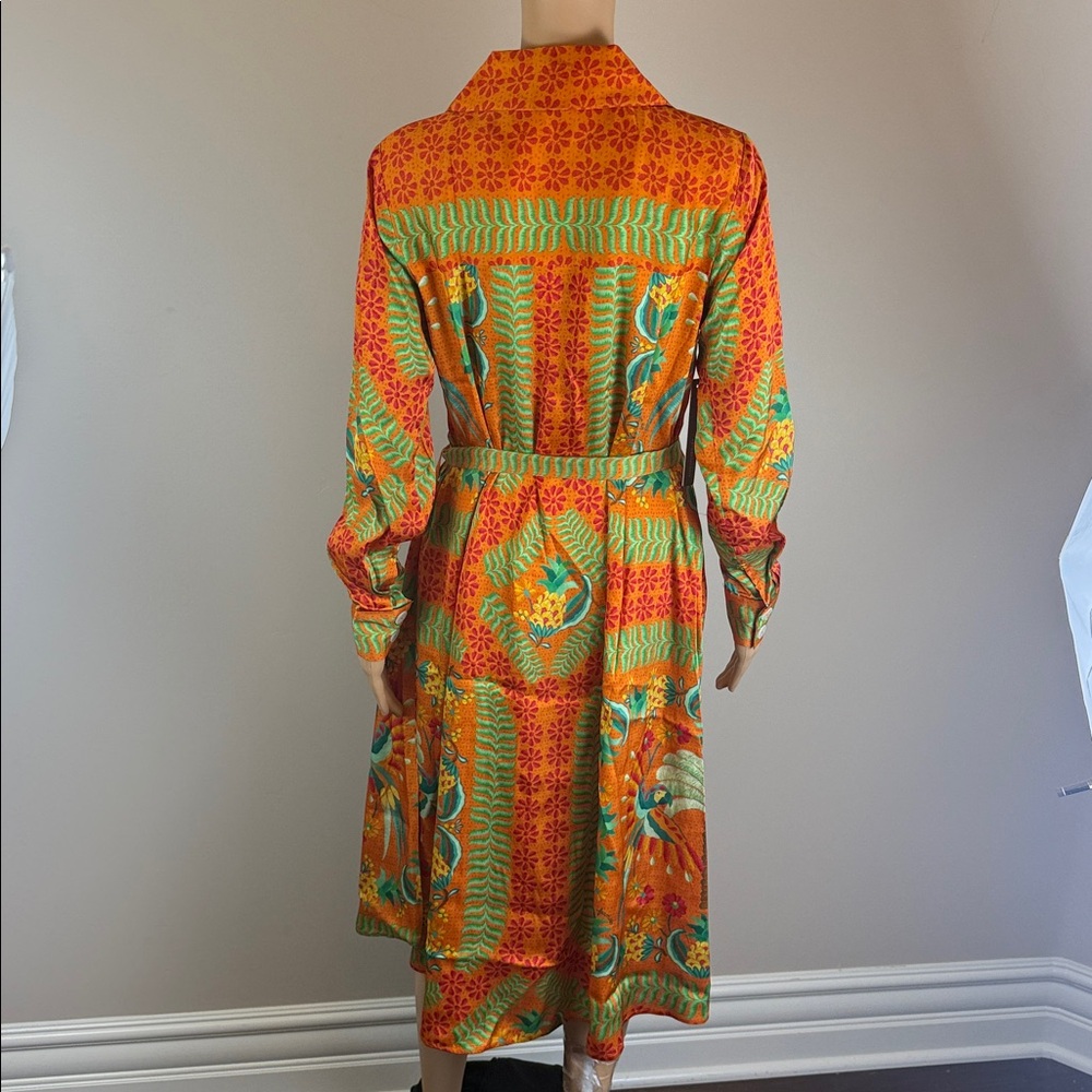 Farm Rio Belted Shirt Dress Tropic of the Macaws NWT - Picture 7 of 8